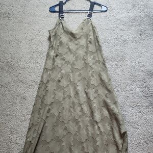 Dkny Green Spaghetti Strap Slip Maxi Dress